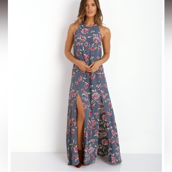 Faithfull the Brand Mirror Door Maxi Dress Delicacy Navy size small (8) tank - Picture 1 of 9